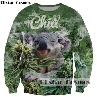 PLstar Cosmos 2019 Newest Fashion 3D sweatshirt Cute animal Koala Weeds print Women Men Hoodies casual Pullovers Drop shipping