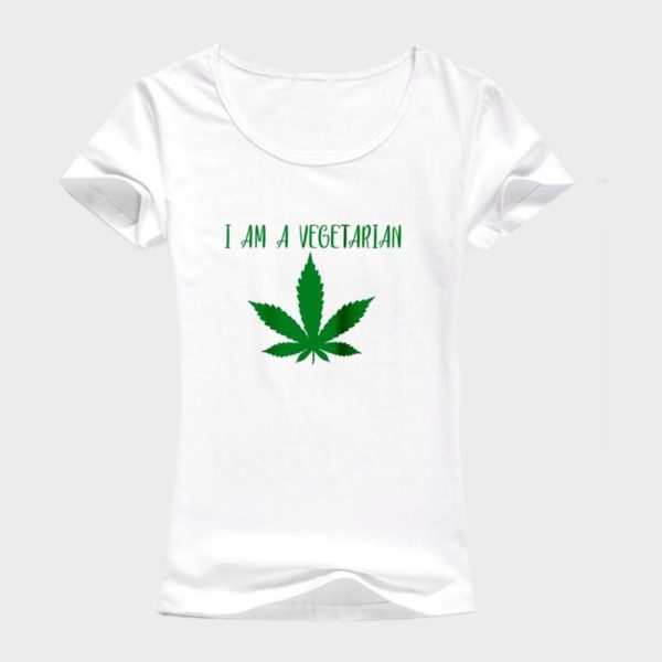 Vegetarian T-shirt Women Vegan Clothing Funny T Shirt Weed Leaf Printed Ladies Unisex Wear Tee Apparel Ulzzang Harajuku Tees