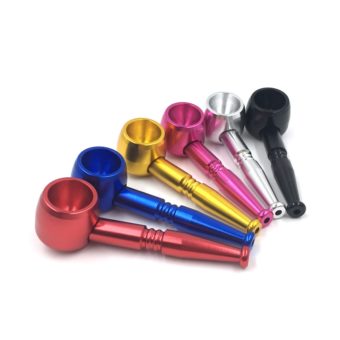 Aluminum alloy wide head pipes Portable Creative Smoking Pipe Herb Tobacco Pipes Gifts Narguile Weed Grinder Smoke Random Color