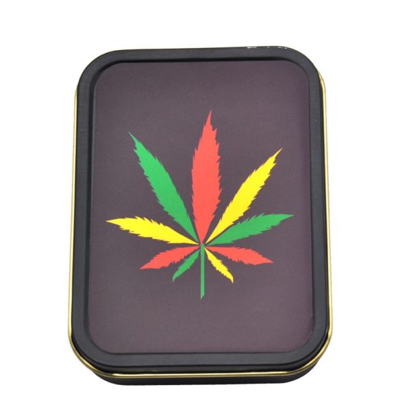 Smoking Set 1x Metal Tobacco Box+1x Silicone Tobacco Pipe+1x Plastic Herb Grinder+5 Booklet Metal Filters+1x Glass Mouth Tips