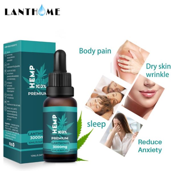 LANTHOME Hemp Oil 3000mg CBD Cream Set with Hemp Seed Oil Extract Drops for Pain Relief Anti Aging Moisturizing Brightening