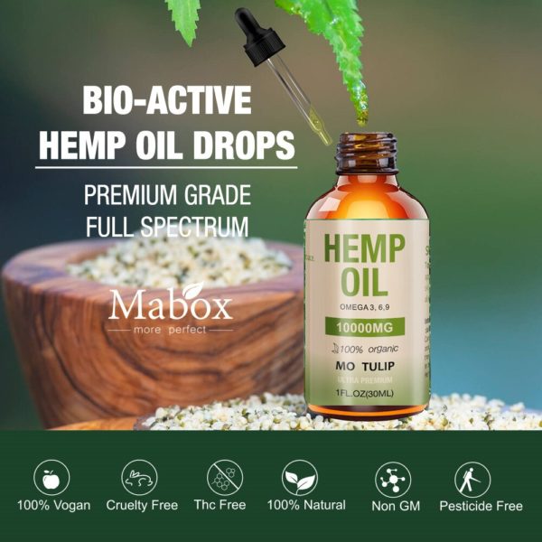 30ml 10000mg Hemp CBD Organic Essential Oil Hemp Seed Oil Herbal Drops Body Relieve Stress Oil Skin Care Help Sleep